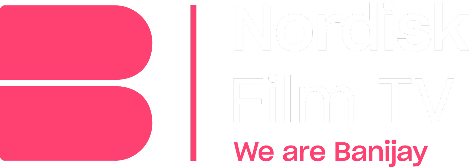 Logo for Nordisk Film TV with Banijay's pink 'B' symbol on the left, and the text "Nordisk Film TV" and "We are Banijay".

